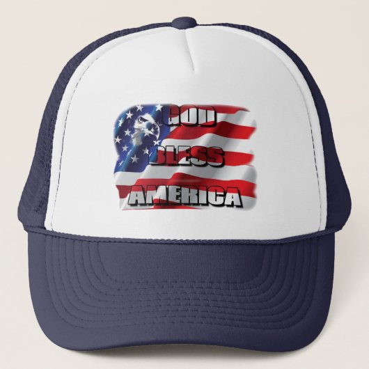 Patriottische God zegene Amerika Eagle en Vlag Trucker Pet (Voorkant)