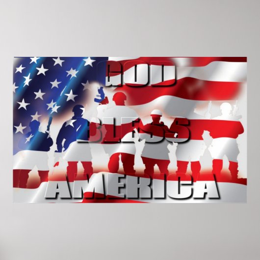 Patriottische God zegene Amerika en de soldaten Poster (Voorkant)