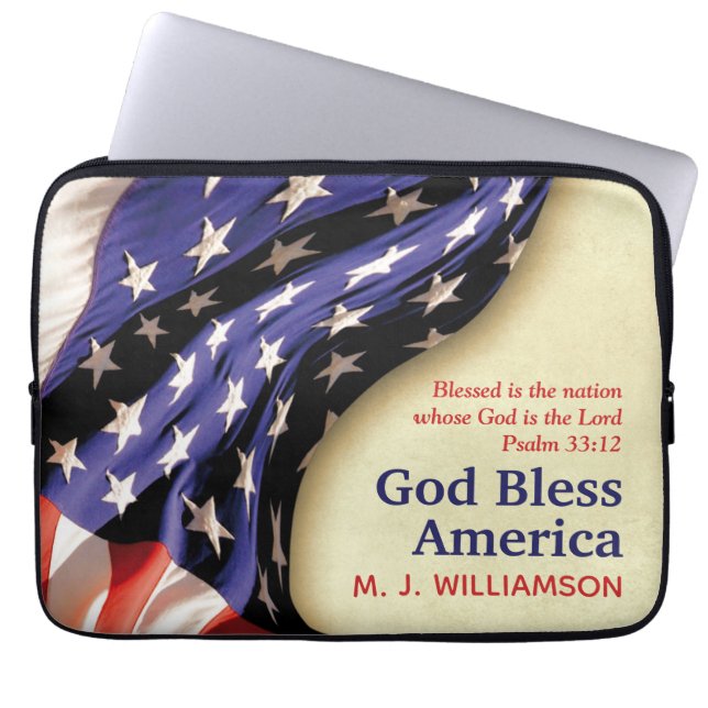 Patriottische GOD ZEGENE AMERIKA Gepersonaliseerd Laptop Sleeve (Voorkant)