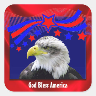 Patriottische God zegene Amerika met adelaar Stick Vierkante Sticker