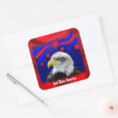 Patriottische God zegene Amerika met adelaar Stick Vierkante Sticker (Envelop)