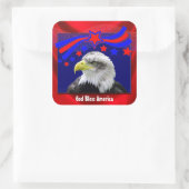 Patriottische God zegene Amerika met adelaar Stick Vierkante Sticker (Tas)