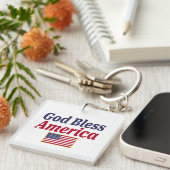 Patriottische God zegene Amerika Sleutelhanger (Voorkant Rechts)