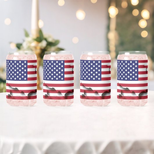 Patriottische GOD ZEGENE AMERIKA Vlag Blikvorm Glas (Insitu (Huwelijk))