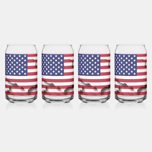 Patriottische GOD ZEGENE AMERIKA Vlag Blikvorm Glas (Voorkant)