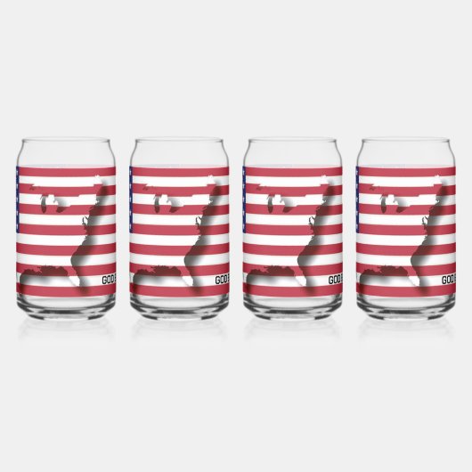 Patriottische GOD ZEGENE AMERIKA Vlag Blikvorm Glas (Links)