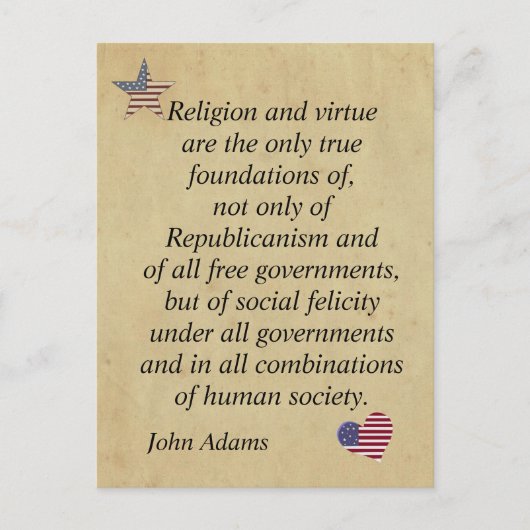 Patriottische godsdienstige prijsopgave John Adams Briefkaart (Voorkant)