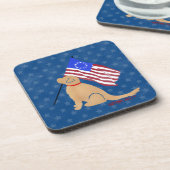 Patriottische Golden Retriever American Onderzette Bier Onderzetter (Linkerzijde)