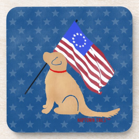 Patriottische Golden Retriever American Onderzette Bier Onderzetter (Voorkant)