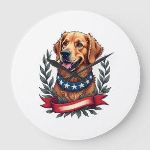 Patriottische Golden Retriever Americana Art T-shi Grote Klok