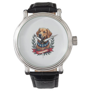 Patriottische Golden Retriever Americana Art T-shi Horloge