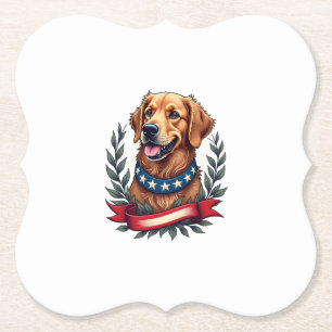 Patriottische Golden Retriever Americana Art T-shi Kartonnen Onderzetters