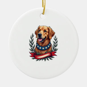 Patriottische Golden Retriever Americana Art T-shi Keramisch Ornament