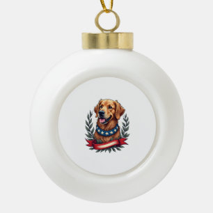 Patriottische Golden Retriever Americana Art T-shi Keramische Bal Ornament