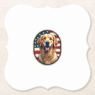 Patriottische Golden Retriever Badge Vintage T-shi Kartonnen Onderzetters