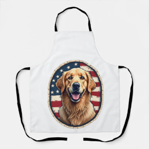 Patriottische Golden Retriever Badge Vintage T-shi Schort