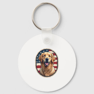 Patriottische Golden Retriever Badge Vintage T-shi Sleutelhanger