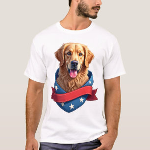 Patriottische Golden Retriever Banner Crest T-shir T-shirt