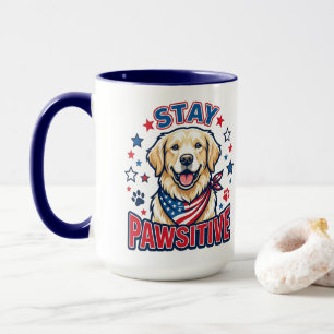 Patriottische Golden Retriever "Blijf Positief" Ho Mok