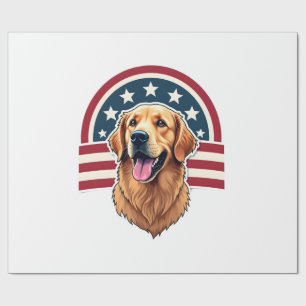 Patriottische Golden Retriever Boog Lay-Out Shirt  Cadeaupapier
