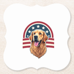 Patriottische Golden Retriever Boog Lay-Out Shirt  Kartonnen Onderzetters