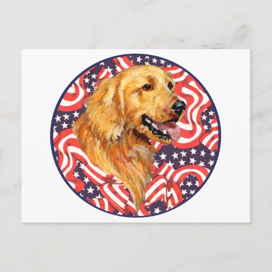 Patriottische Golden Retriever Briefkaart (Voorkant)
