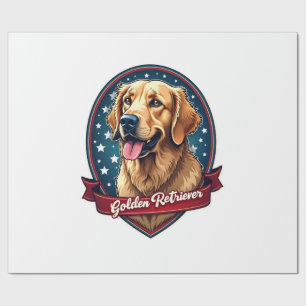 Patriottische Golden Retriever Crest Vintage T-shi Cadeaupapier