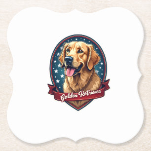 Patriottische Golden Retriever Crest Vintage T-shi Kartonnen Onderzetters