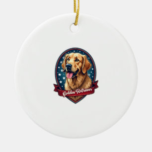 Patriottische Golden Retriever Crest Vintage T-shi Keramisch Ornament