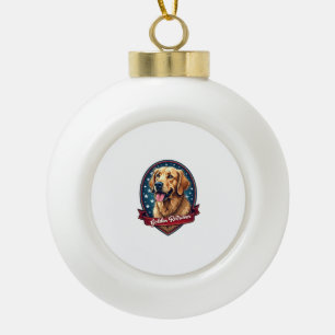 Patriottische Golden Retriever Crest Vintage T-shi Keramische Bal Ornament