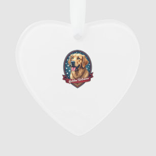 Patriottische Golden Retriever Crest Vintage T-shi Ornament