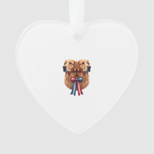 Patriottische Golden Retriever Dubbel Portret Shir Ornament