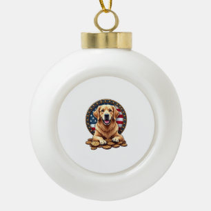 Patriottische Golden Retriever Gestapelde Munt Shi Keramische Bal Ornament