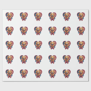Patriottische Golden Retriever Hart Vintage T-shir Cadeaupapier