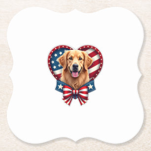 Patriottische Golden Retriever Hart Vintage T-shir Kartonnen Onderzetters
