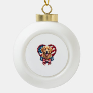 Patriottische Golden Retriever Hart Vintage T-shir Keramische Bal Ornament