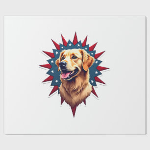 Patriottische Golden Retriever Hoek Barst Shirt 2 Cadeaupapier