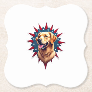 Patriottische Golden Retriever Hoek Barst Shirt 2 Kartonnen Onderzetters