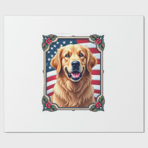 Patriottische Golden Retriever Hoek Frame Shirt 3 Cadeaupapier