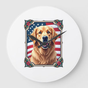 Patriottische Golden Retriever Hoek Frame Shirt 3 Grote Klok