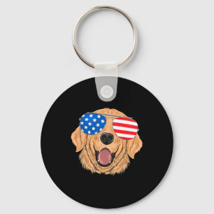 Patriottische Golden Retriever Hond 4 juli Gift Sleutelhanger