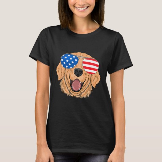 Patriottische Golden Retriever Hond 4 juli Gift T-shirt (Voorkant)