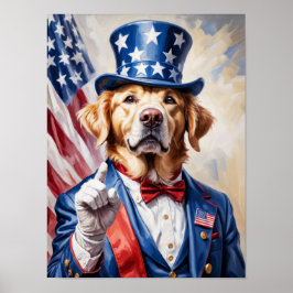 Patriottische Golden Retriever in Uncle Sam pose Poster