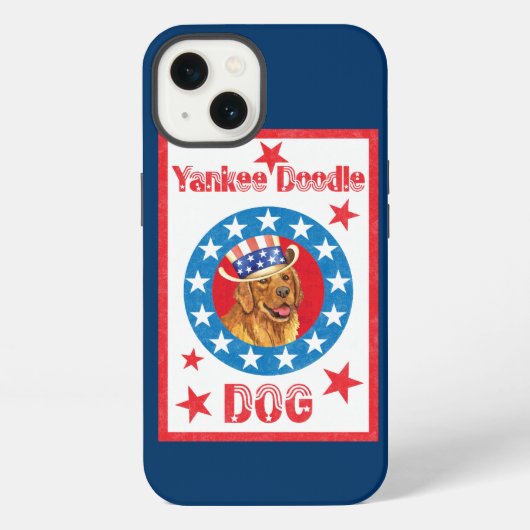 Patriottische Golden Retriever iPhone Hoesje (Achterkant)