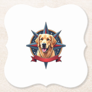 Patriottische Golden Retriever Kompas Star Tee 2 Kartonnen Onderzetters