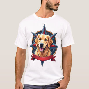 Patriottische Golden Retriever Kompas Ster Tee 2 T-shirt