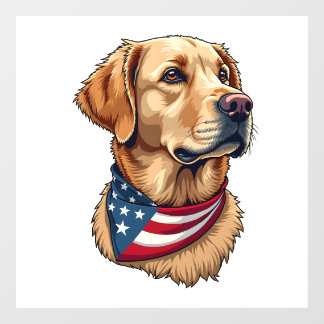 Patriottische Golden Retriever Kop Vintage T-shirt Raamsticker