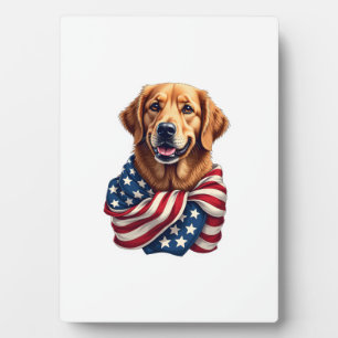 Patriottische Golden Retriever-liefhebber cadeau v Fotoplaat