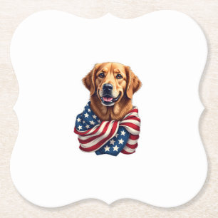 Patriottische Golden Retriever-liefhebber cadeau v Kartonnen Onderzetters