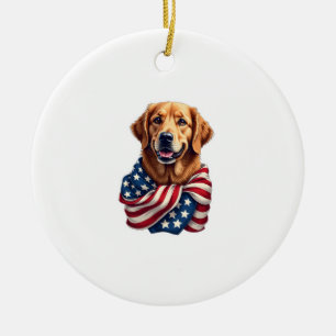 Patriottische Golden Retriever-liefhebber cadeau v Keramisch Ornament